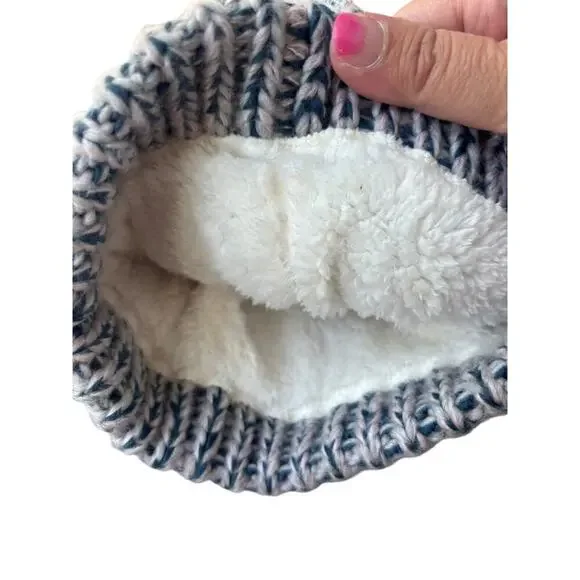 The North Face Kids White Cozy Chunky-Knit Fleece-Lined Pom-Pom Beanie One Size - Picture 4 of 5